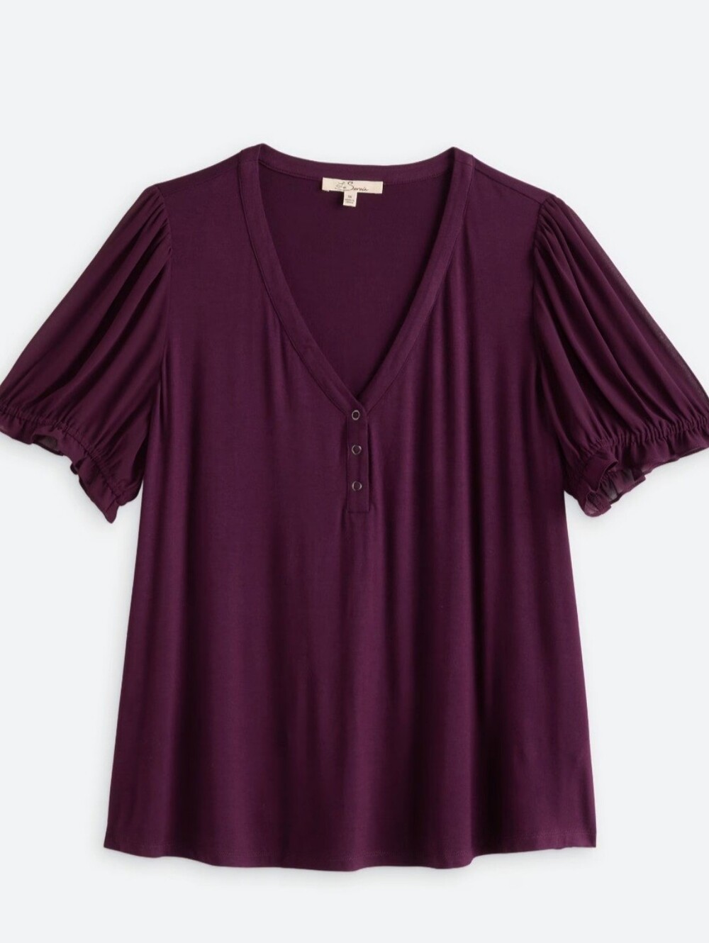 Les Serein Purple Mixed Media Knit Top 1X